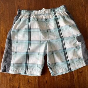 Sonoma Men's Plaid Swim Trunks - Blue and White
